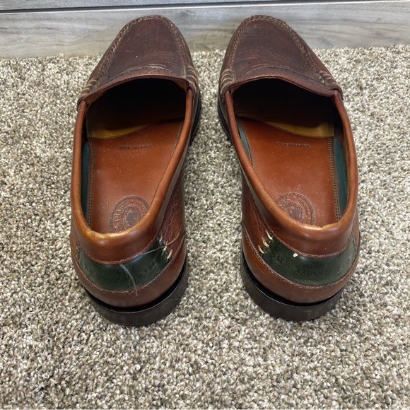 - H.S. Trask Brown Leather Color Block Moc Toe Slip-On Penny Loafer Shoes 9 - Picture 5 of 12